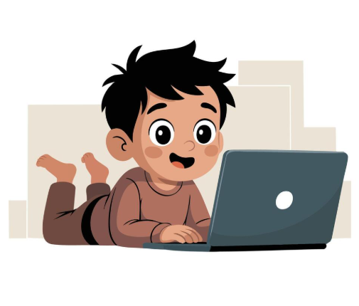 A student attending an online lesson from home, taking notes while looking at a laptop